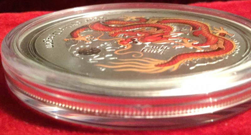 2012 perth mint coloured dragon 2 oz coin