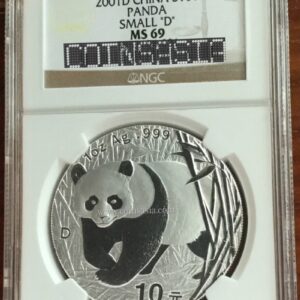 2001 silver small d panda coin