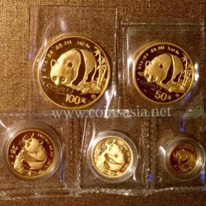 1987 China Gold PANDA 5-Coin Sealed Set