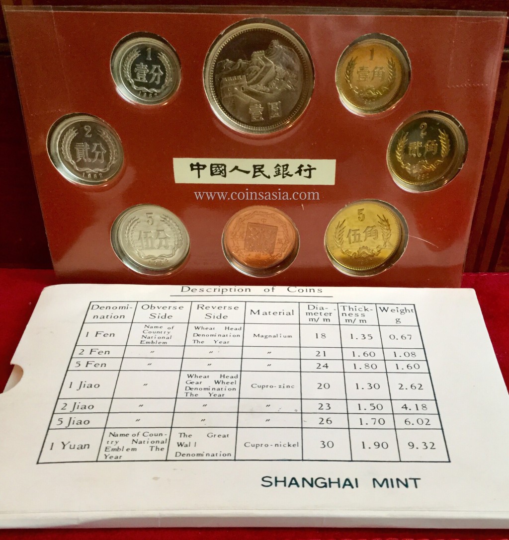 1982 China (PRC) Original Shanghai Mint Proof Coin Set Issue