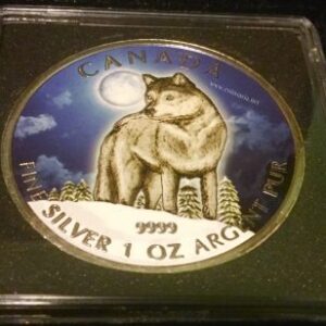 2011 Canada 1 oz Silver Wildlife Series Colored Wolf Coin